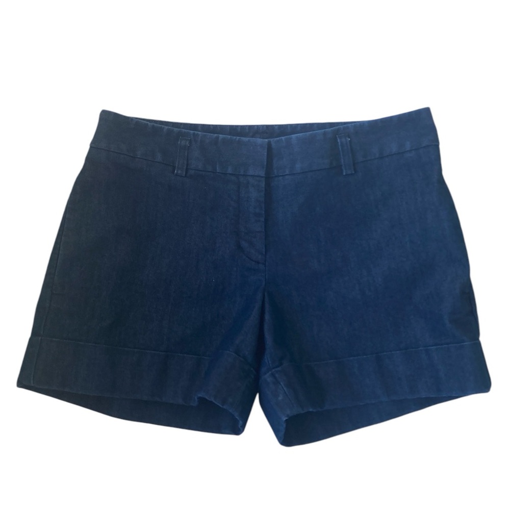 Express Blue Dress Denim Cuffed Shorts Dark Wash 4" Inseam Size 4